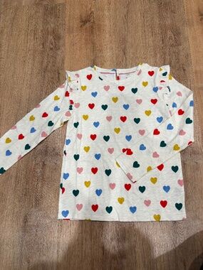 Mini Boden Long Sleeve Heart Tee New size 8-9Y